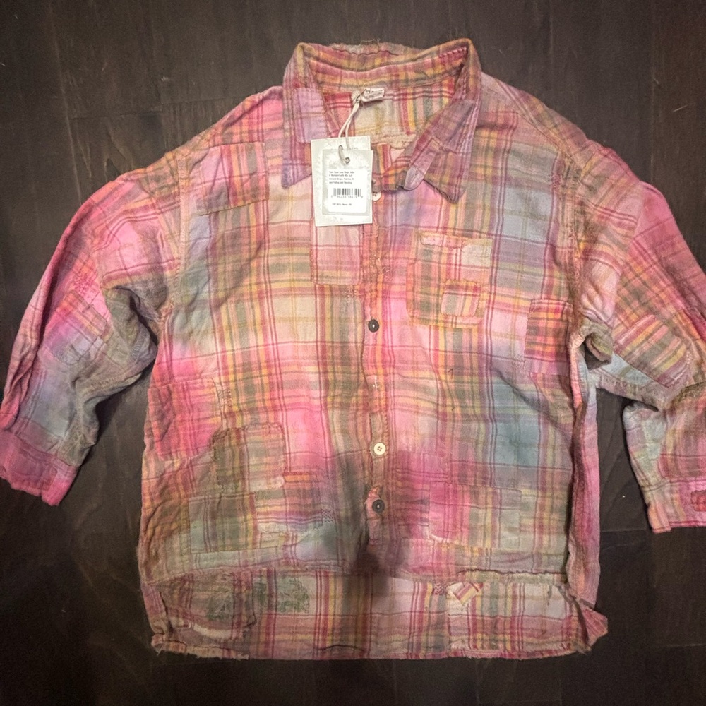 Magnolia Pearl Pink Plaid Flannel Button Down Shirt Pristine cond, Nvr worn